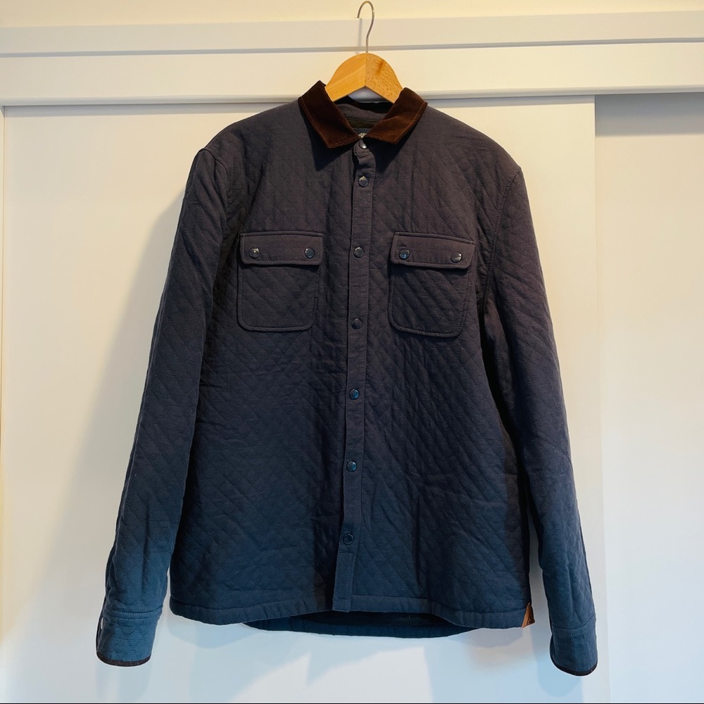 ASTRONOMY Navy Quilted Jacket w Brown Collar